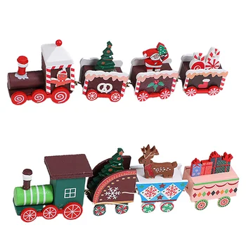 2 Tk Jõulud Rongi Kaunistused Puidust Mini Mänguasi Kaunistused Xmas Laua Kaunistamine Laps