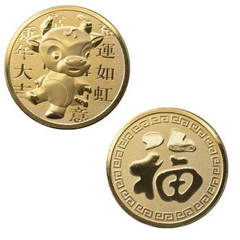 1tk Kohandatud Medalid Aasta Ox mälestusmünte hõbetatud sisse Pressitud Metallist Rinnamärk Käsitöö Laekuva Müntide Kogumise Kingitus