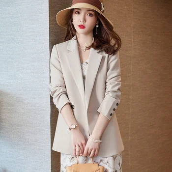 2023 Uued Khaki Ülikond Naiste Mantel Kevad-Sügis Fashion Korea Pikad Varrukad Bleiserid Naine Jope Vabaaja Office Daamid Bleiser Tops