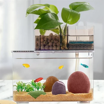 Home mini akvaariumi desktop kuldkala paagi filter aquascape ökoloogilise tank