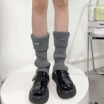 Metallist Silt säärised Silmkoelised Naiste Vasikas Sokid Tahked Värvi Vintage Talvel Y2K Jaapani Harajuku Pakk Pikk Sokid Jala Hõlmab