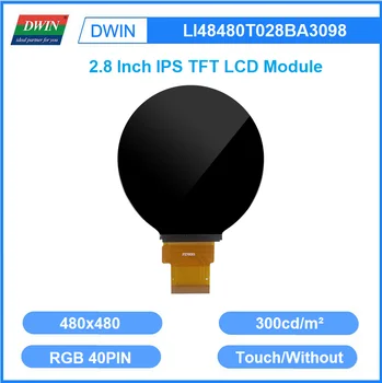 DWIN 2.8 Tolline 300nit Ümmarguse IPS TFT LCD Ekraan Moodul-RGB-50PIN OCA Liimimine Mahtuvuslik Touch ESP32 LI48480T028BA3098