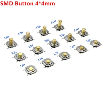 20Pcs SMD 4*4*1.5 MM 4X4X1.5/1.6/1.7/1.8/2.0/2.3/2.5/3.0/3.2/3.5/3.8/4.0/4.3/5MM Reljeefsete Taktitunne Nupp mikrolüliti Hetkeline