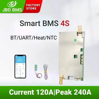 JBD Smart BMS 4S LiFePo4 12V Li-ion 4S 120A Sama Port Tasakaalu Bms UART BT NTC Soojuse Funktsioon, Liitium Aku E-Mootorratas