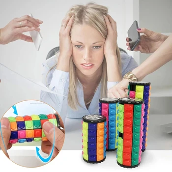 Creative 3D Pöörlev Jooksnud Kuubik Puzzle Värv Tower Dekompressiooni Romaan Cube Lapse Puzzle Mänguasjad Vanem-laps Montessori Prop Kingitused