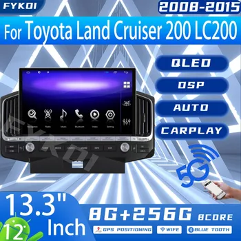 FYKOI Auto Raadio Toyota Land Cruiser 200 LC200 2008-2015 Automotive Mms Carplay Android Auto Tesla Ekraani, 4G, WIFI, GPS