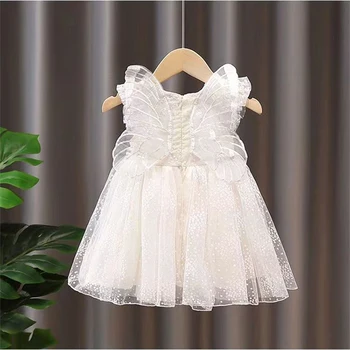 Elegantne Tüdruk Kleit Lapsed Varrukateta tiibadega Liblikas Printsess Kleit Pulmapidu Beebi Tüdrukud Armas Riided Vestidos 2023