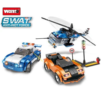WOMA City Politsei Helikopter Auto Building Blocks Klotsi Komplekt - Ultimate Toy Loovalt Mängida ja Ehitus FunIntroduci
