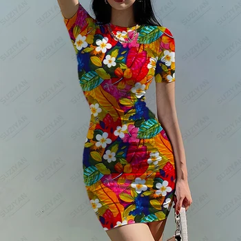 2023 Suvel uus naiste seksikas õhuke kleit Lill 3D print naiste seksikas kleit Mood vabaaja naiste seksikas õhuke kleit