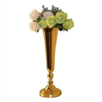 Tänapäeva high-end tall keskpunkt kuld vaasid lill seista pulmad centerpieces