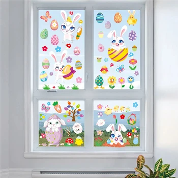 12tk Akna Kleebised Bunny Easter Munad Kleebis Armas Multikas Küülik Seina Klaas Decal Pool Kaunistused Eemaldatav DIY