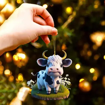 Pidulik Pool Ripatsid Jumalik Lehm-teemastatud jõulukaunistused Lõbus Multikas Vasikas Ripatsid Auto Tree Kaunistused pilkupüüdev