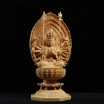 1000 kätt Guan Yini kuju,puust buddha kuju istuda lotus baasi buddha valguse jaapani buddha kuju home decor Feng Shui Kuan Yin