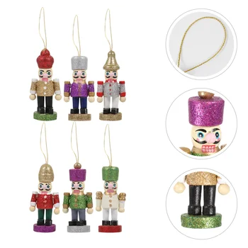 6 Tk Pähklipureja Nukud Puidust Jõulud Ripats Ukse Miniatuuri Kujukeste Decor Ornament Teenetemärgid