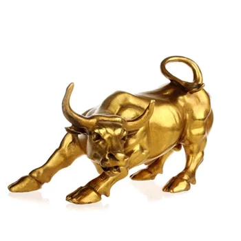 Retro Messing Wall Street Bull Figuriin Skulptuur Laadimine Aktsiaturg Pulli Kuju Home Office Desk Teenetemärgi Ornament Kingitus