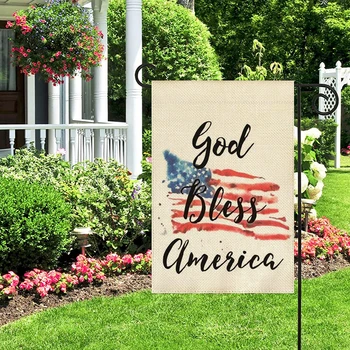 1TK God Bless America Mustriga Voodipesu Puuvillane Aed Flag Banner Siseruumides Väljas Kodu Aias Rippuvad Decor