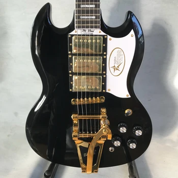 Hiina electric guitar SG Suur must kuld jalas Factory direct müük saab kohandada, Tasuta shipping