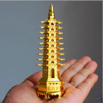 feng shui Metallist 3D Mudel Hiina 7 taset Wenchang Pagoda Tower Käsitöö Pronksist Suveniiride Kodu Kaunistamiseks Metallist Käsitöö