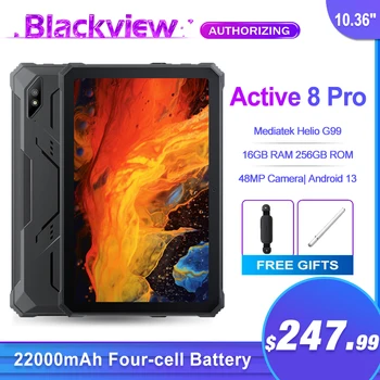 Blackview Aktiivse 8 Pro Karm Tabletid 22000mAh Aku Android 13 10.36