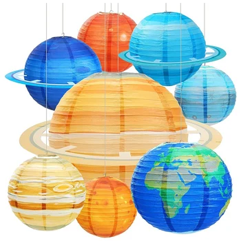 8Pcs Ruumi Paberile Laternate Multi-Värvi päikesesüsteemi Planeedid Laternate 12Inch Kosmoses Teemastatud Pool Tarnete Vastupidav Mitmevärviline
