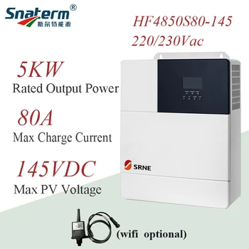5000W 5KW 48VDC AC220V Hübriid Solar Inverter Puhas Siinus 80A MPPT Päikese Eest vastutav Max PV Sisend 145VDC