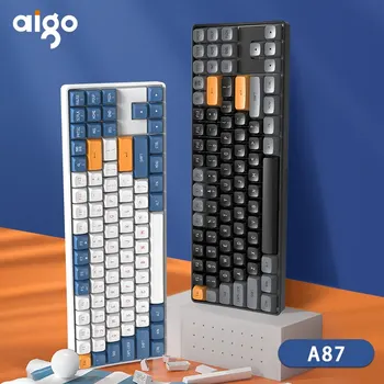Aigo A87 Mängude Mehaaniline Klaviatuur 2.4 G Wireless USB Type-c Traadiga Sinine Lüliti 89 Võti Hot Swap Laetav Gamer Klaviatuur