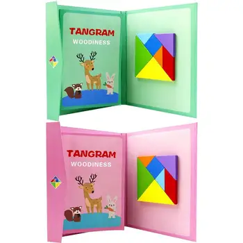 Tangram Mõistatus Magnet Mosaiigi Mänguasjad Magnet Värvikas 3D Tangram Loogilist Mõtlemist Koolitus joonestuslaud Montessori Mänguasjad
