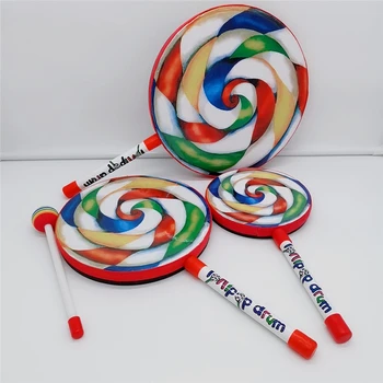 6-8Inch Lollipop Trummel koos Vasara Rainbow Värvi Muusika Rütmi Vahendeid, Lapsed, Beebi Lapsed Mängivad Mänguasi