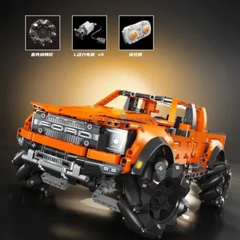 Oranž Pikap F-150 Raptor Klassikaline Off-Road Truck Auto Mudel ehitusplokid KES Van Veoauto Sõiduki Tellised Mänguasi Kingitus Poistele Lapsed
