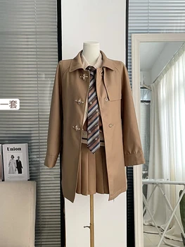 Pikk Pikkus Windbreaker Office Lady Sügis-Talvine Mood Temperament Trentš Ühe Karavan Korea Khaki Värvi Streetwear