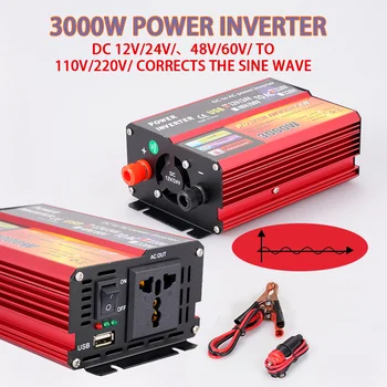 3000W Peak Solar Inverter Puhas Siinus Converter Pinge Trafo DC 12V/24V/48V/60V, Et AC 110V/220V Auto Võimsuse Kohandamiseks