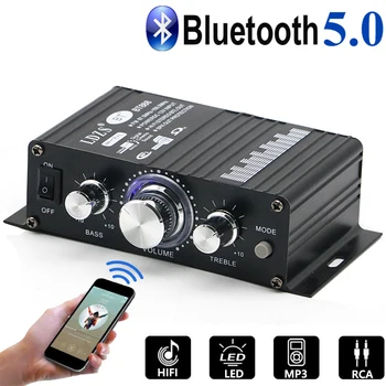 Bluetooth Audio Võimendi 2.0 Kanaliga Väljund, Mini HIFI Võimendi High Bass Reguleeritav 30W+30W Toetada Auto/Arvuti/TV-Must 12V2A